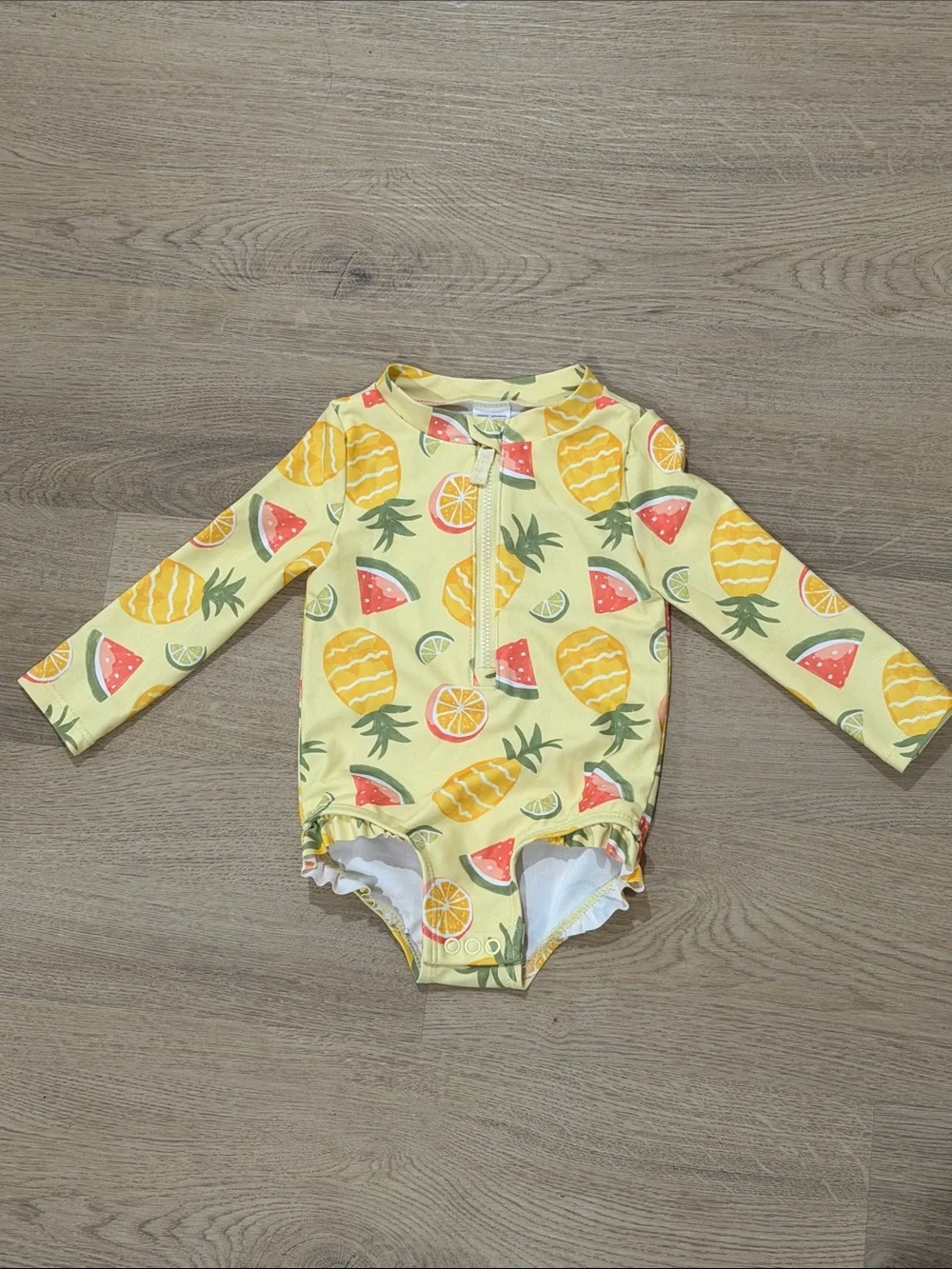 NWOT Carter’s Long-Sleeve Fruit-Print Kids Rashguard Swimsuit - 9M